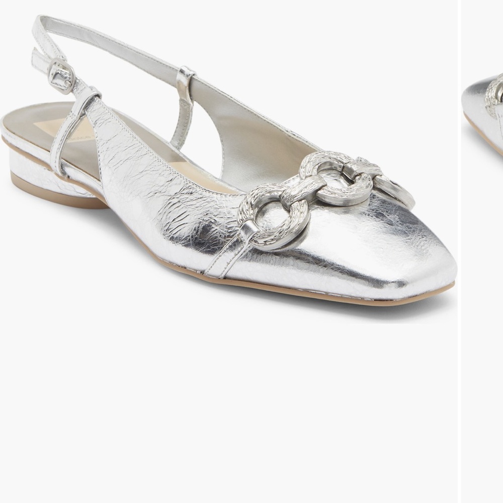 Dolce Vita Metallic Silver Slingback Flats - Picture 4 of 5